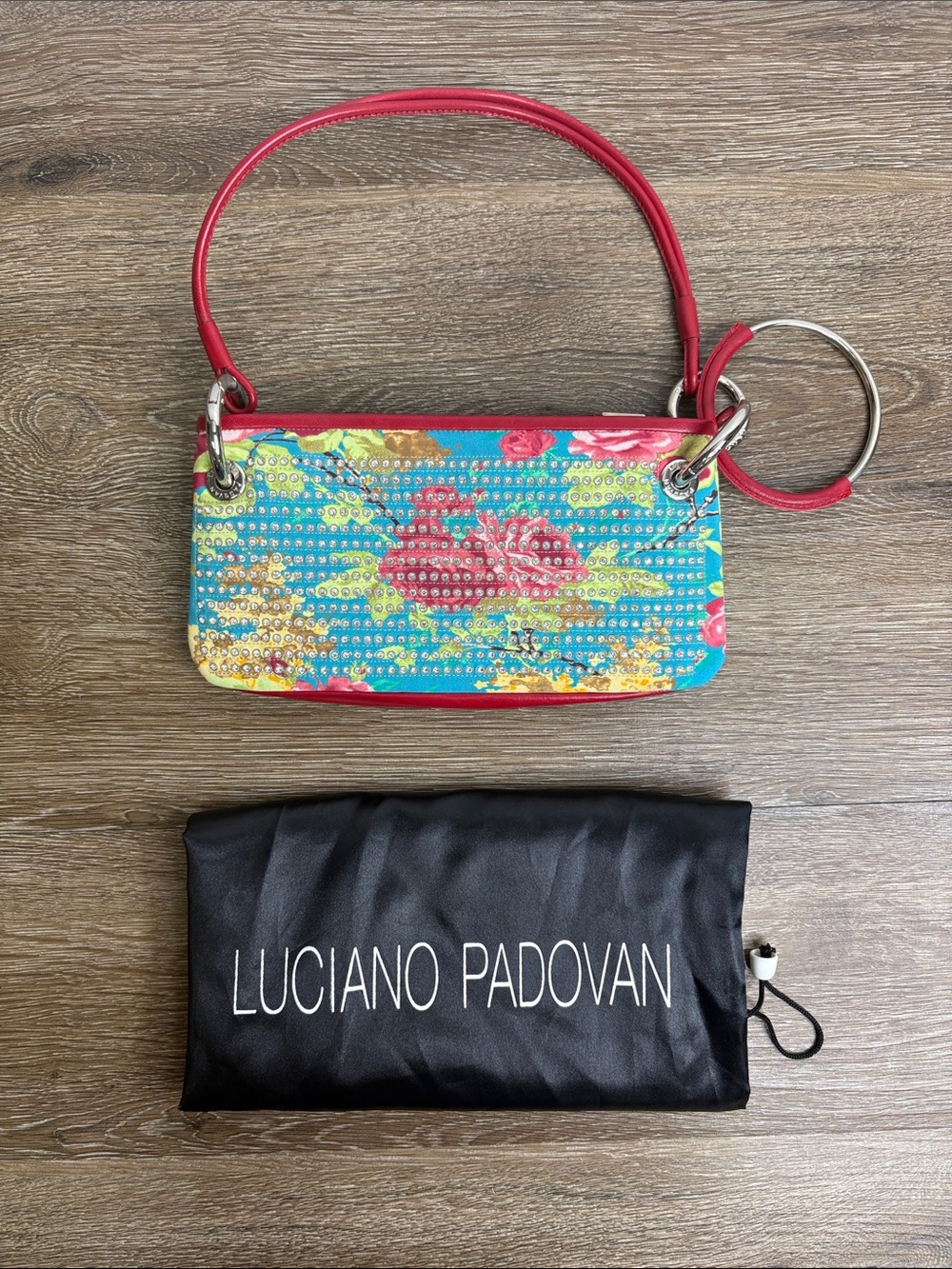 Luciano Padovan Floral Rhinestone Mini Bag Made in Italy